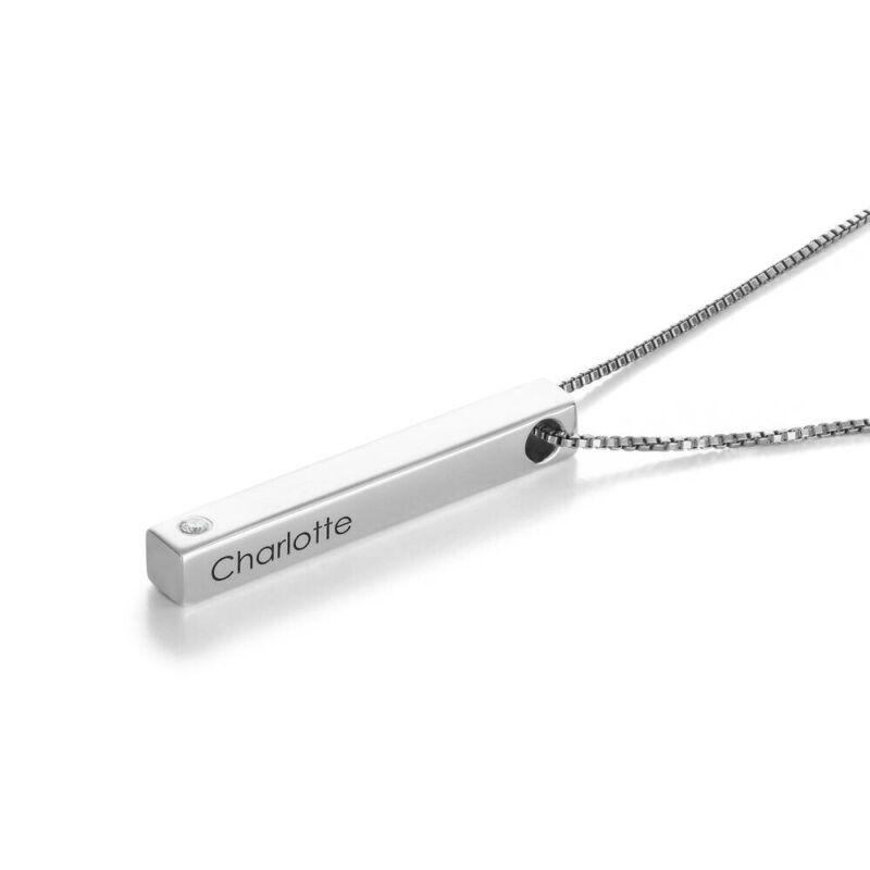 Birthstone Necklaces - Silver Engraved