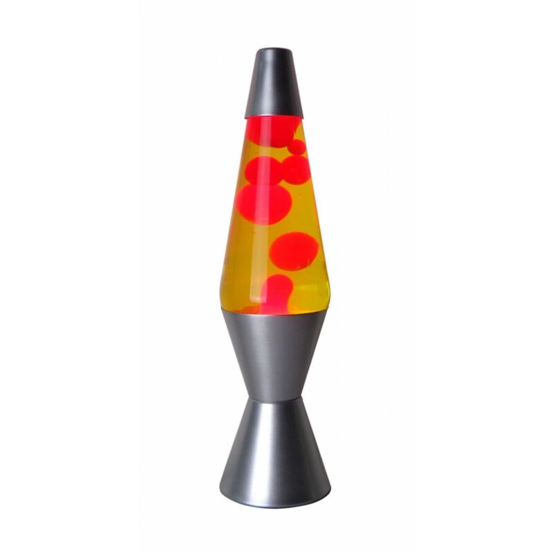 Lava lamp, yellow liquid, red wax