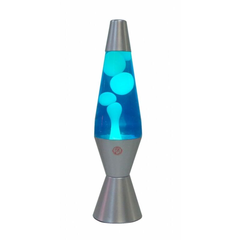 Lava lamp, blue liquid, white wax