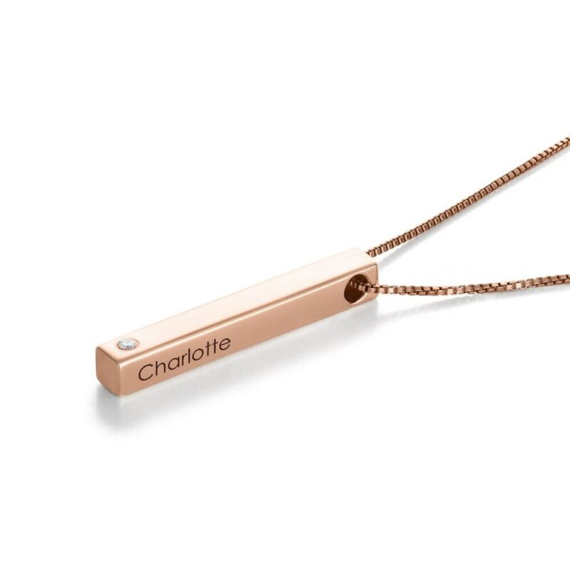 Birthstone Necklaces - Rose Gold Engraved